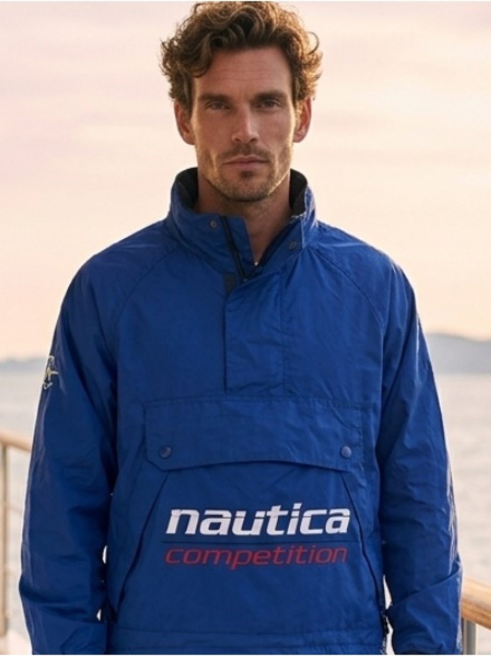 Vintage Nautica Competition Anorak Pull Over Spell Out Blue Nylon Jacket Men’s M